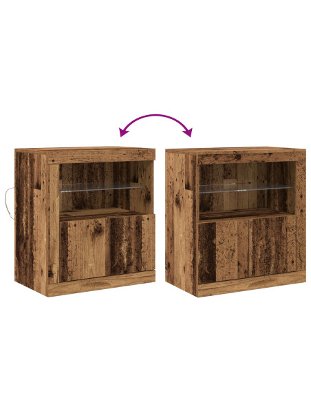 Sideboard  con luci LED Legno Invecchiato 60,5x37x67 cm