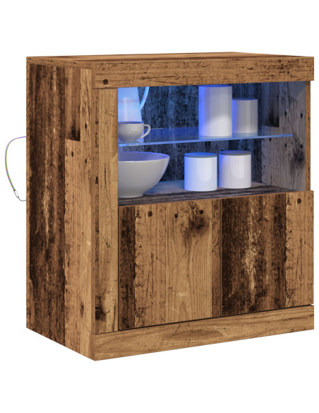 Sideboard  con luci LED Legno Invecchiato 60,5x37x67 cm
