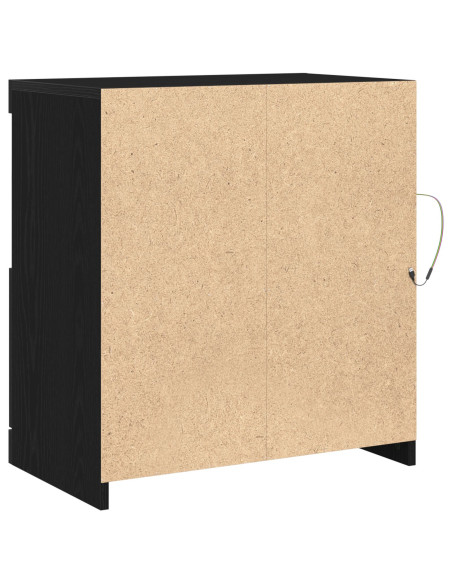 Sideboard  con luci LED Nero Rovere 60,5x37x67 cm