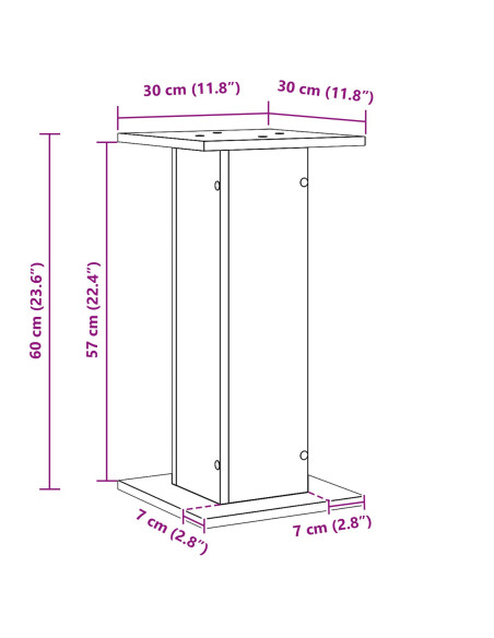Supporti per altoparlanti  2 pezzi Rovere Nero 30x30x60 cm Legno ingegnerizzato