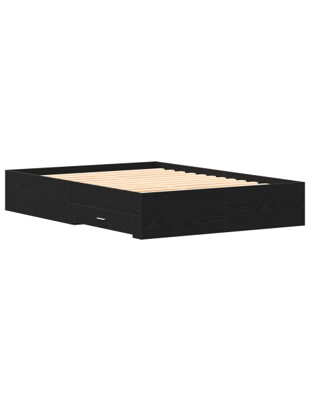 Letto con Cassetti Rovere Nero 135x190 cm Legno Ingegnerizzato