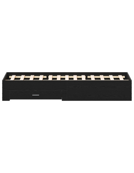 Letto con Cassetti Rovere Nero 135x190 cm Legno Ingegnerizzato
