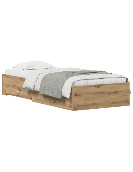 Struttura del letto con cassetto Rovere artigianale 90 x 190 cm