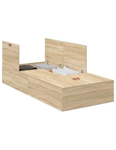 Struttura letto con contenitore Rovere Sonoma 90 x 200 cm