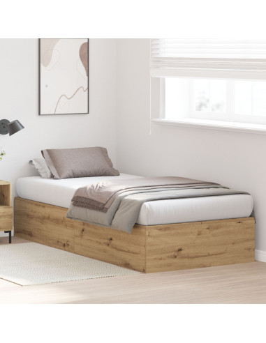 Struttura letto con contenitore Rovere artigianale 90 x 200 cm