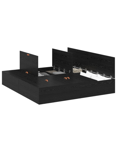 Struttura letto con contenitore Rovere Nero 200 x 200 cm