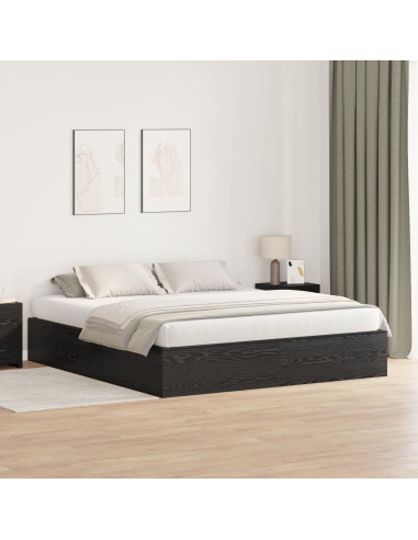 Struttura letto con contenitore Rovere Nero 200 x 200 cm