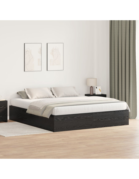 Struttura Letto con Contenitore  Nero Rovere 200x200 cm