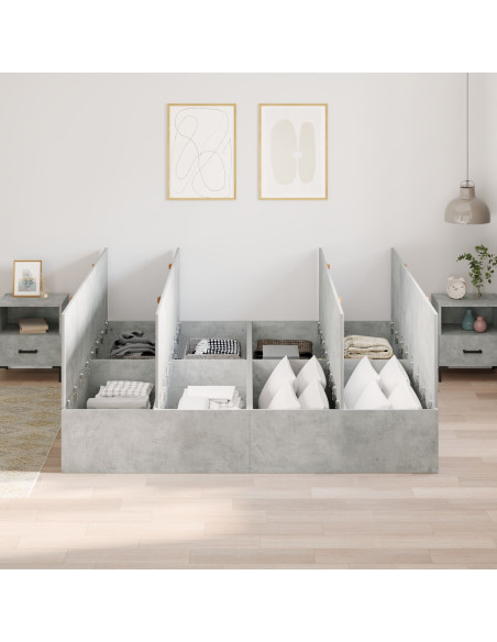 Struttura letto con contenitore grigio cemento 200x200 cm