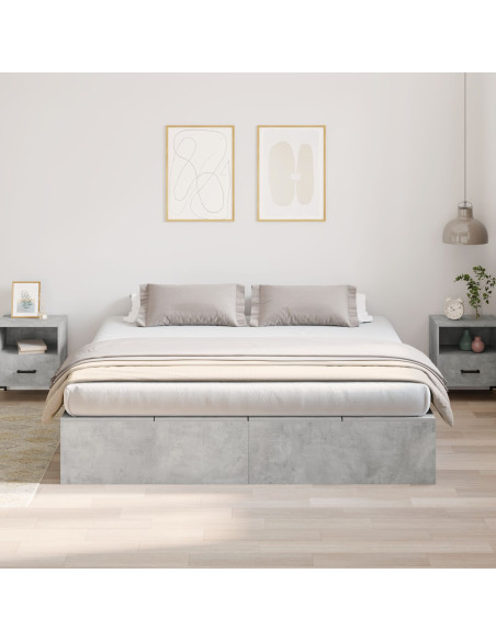 Struttura letto con contenitore grigio cemento 200x200 cm