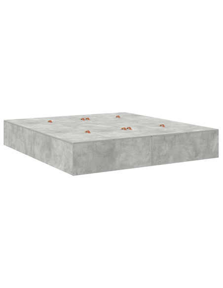 Struttura letto con contenitore grigio cemento 200x200 cm