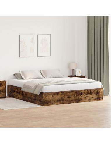 Struttura letto con contenitore Rovere fumé 200 x 200 cm