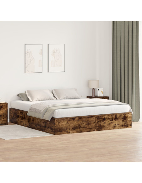 Struttura letto contenitore  in rovere affumicato 200x200 cm