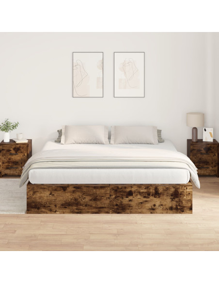 Struttura letto contenitore  in rovere affumicato 200x200 cm