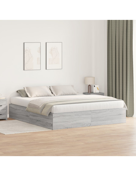 Struttura Letto con Contenitore Grigio Sonoma 200x200 cm