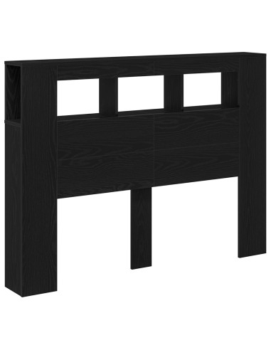 Testiera LED con lo scaffale Rovere nero 140 x 18.5 x 103.5 cm