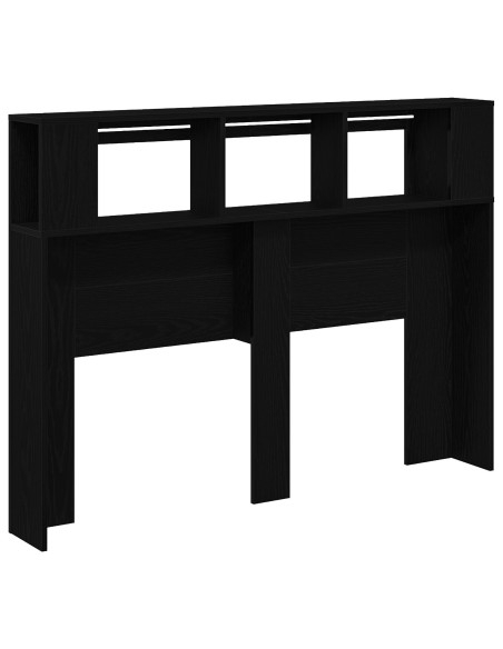 Testiera LED con lo scaffale Rovere nero 140 x 18.5 x 103.5 cm