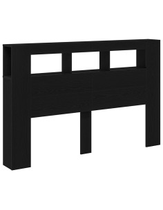 Testiera LED con lo scaffale Rovere nero 160 x 18.5 x 103.5 cm 2