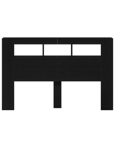 Testiera LED con lo scaffale Rovere nero 160 x 18.5 x 103.5 cm