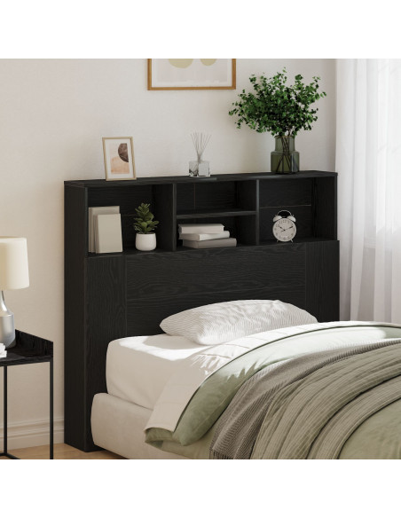 Cabina Testiera  Nero Rovere 120x19x103.5 cm Legno ingegnerizzato