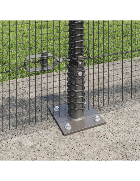 Recinzione in filo saldato  con 13 pali flangiati Grigio 0.4x50 m Acciaio
