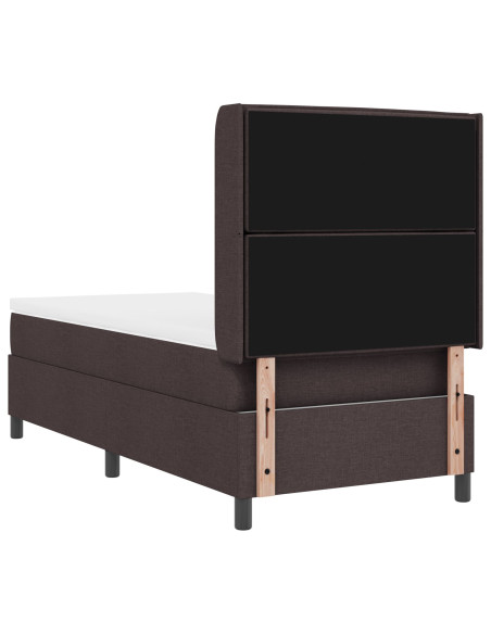 Letto a Molle con Materasso Marrone Scuro 100x200 cm Tessuto