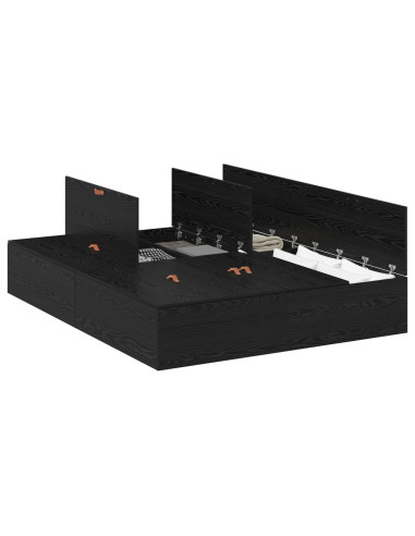 Struttura letto con contenitore Rovere Nero 150 x 200 cm