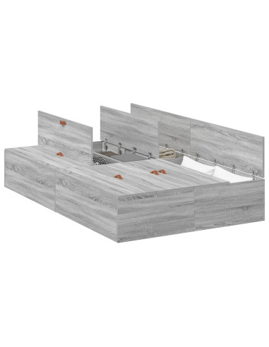 Struttura letto con contenitore Grigio Sonoma 120 x 190 cm