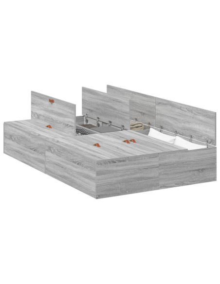 Struttura letto con contenitore  Grigia Sonoma 120x190 cm
