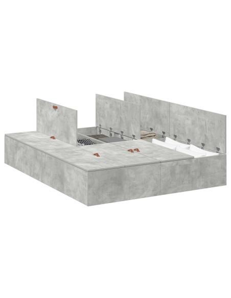 Struttura letto con contenitore Grigio cemento 135 x 190 cm