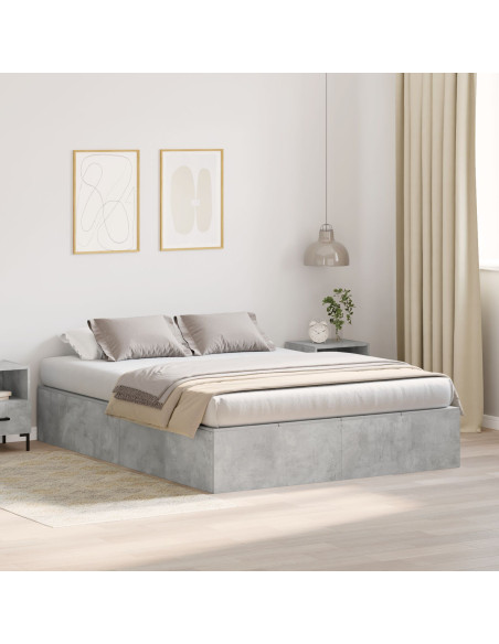 Struttura Letto con Contenitore Grigio Concreto 135x190 cm