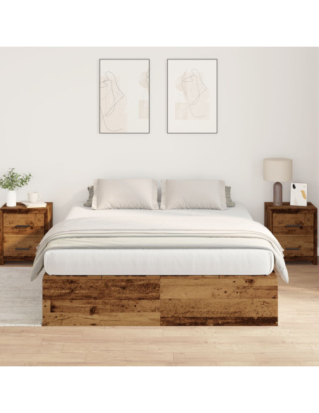 Struttura Letto con Contenitore in Legno Vecchio 135x190 cm