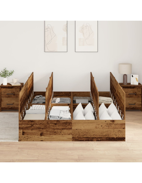 Struttura Letto con Contenitore in Legno Vecchio 135x190 cm