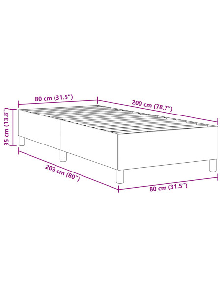 Letto con Rete a Molla Crema 80x200 cm Tessuto Corduroy