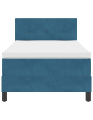 Letto a molle con materasso Blu Scuro 90 x 200 cm Velluto