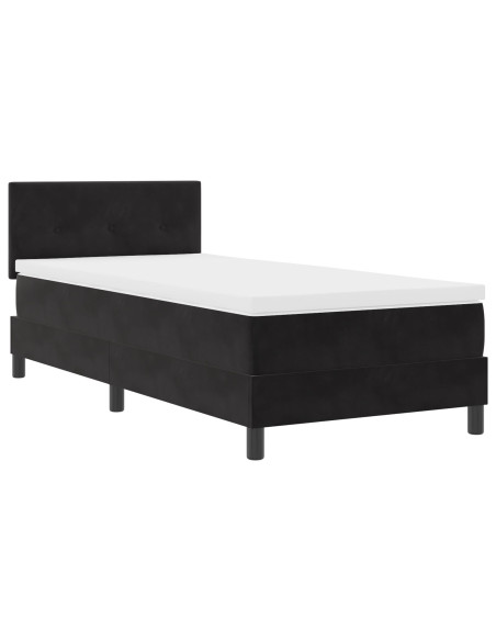 Letto Box Spring con Materasso Nero 100x200 cm Velluto