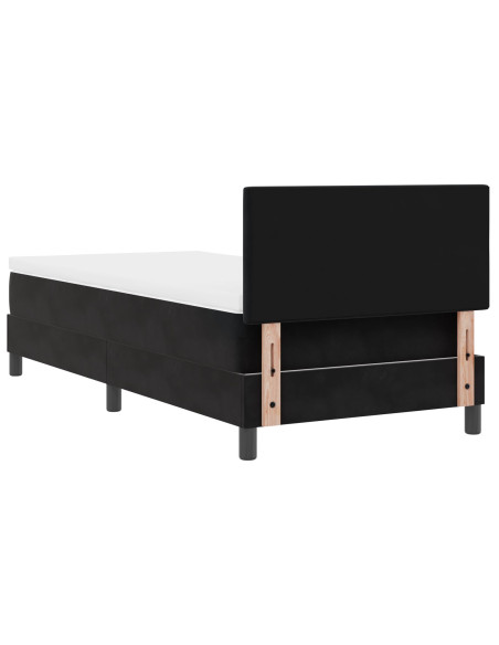 Letto Box Spring con Materasso Nero 100x200 cm Velluto