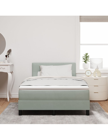 Letto a molle con materasso Grigio chiaro 120 x 200 cm Velluto