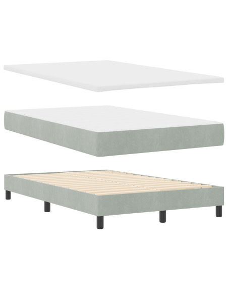 Letto a Molle con Materasso  Grigio Chiaro 120x200 cm Velluto