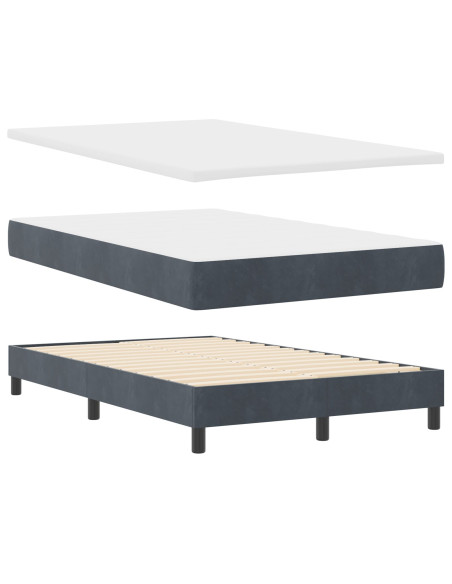 Letto Box Spring con Materasso Grigio Scuro 120x200 cm Velluto