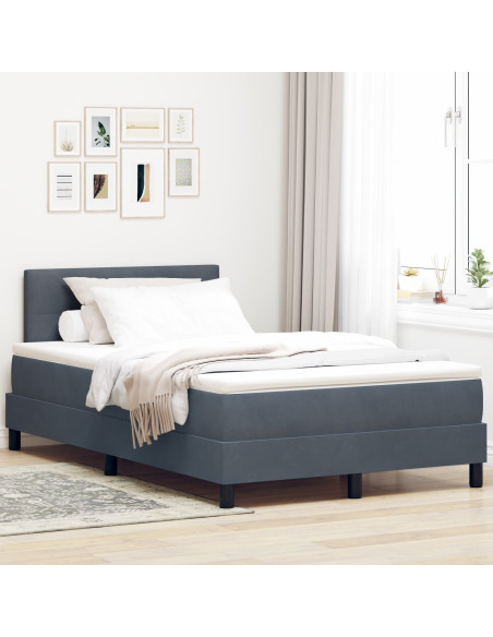 Letto Box Spring con Materasso Grigio Scuro 120x200 cm Velluto