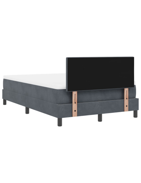 Letto Box Spring con Materasso Grigio Scuro 120x200 cm Velluto