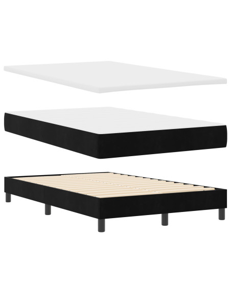 Letto a Molle con Materasso Nero 120x200 cm Velluto