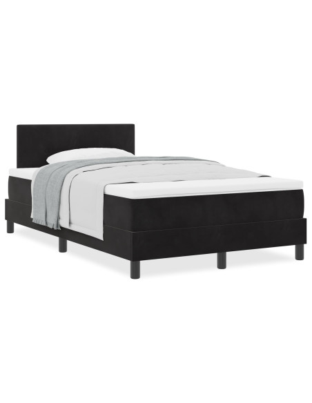 Letto a Molle con Materasso Nero 120x200 cm Velluto