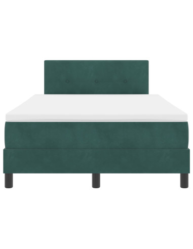 Letto a molle con materasso Verde Scuro 120 x 200 cm Velluto