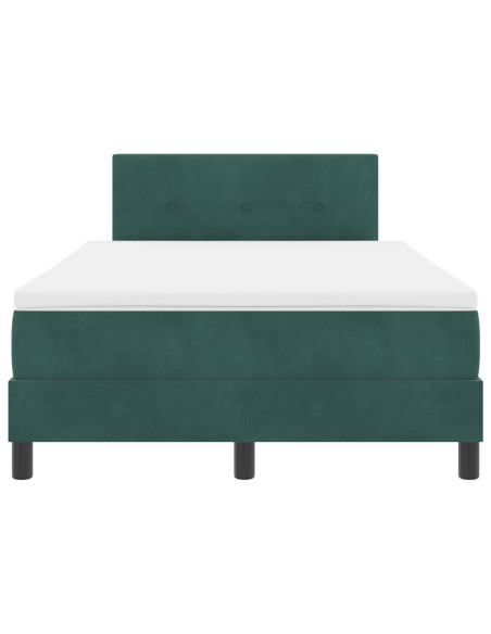 Letto a molle con materasso Verde Scuro 120 x 200 cm Velluto