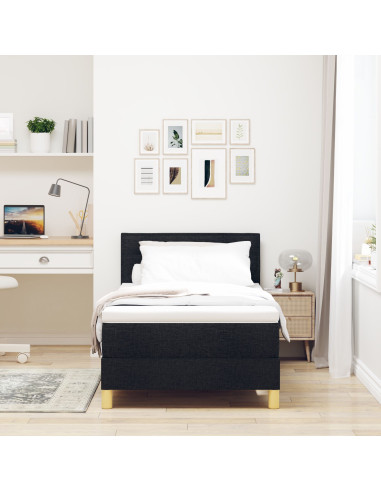 Letto a molle con materasso Nero 100 x 200 cm Tessuto