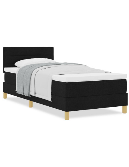 Letto con Box Spring e Materasso Nero 100x200 cm Tessuto