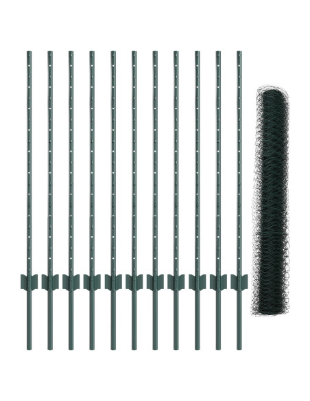 Set di Recinzioni Esagonali  Set di 2 Verde Metallo 25 x 1 m