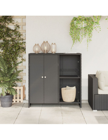 Armadio con lo scaffale con porta Nero 100 x 36 x 102 cm Rattan